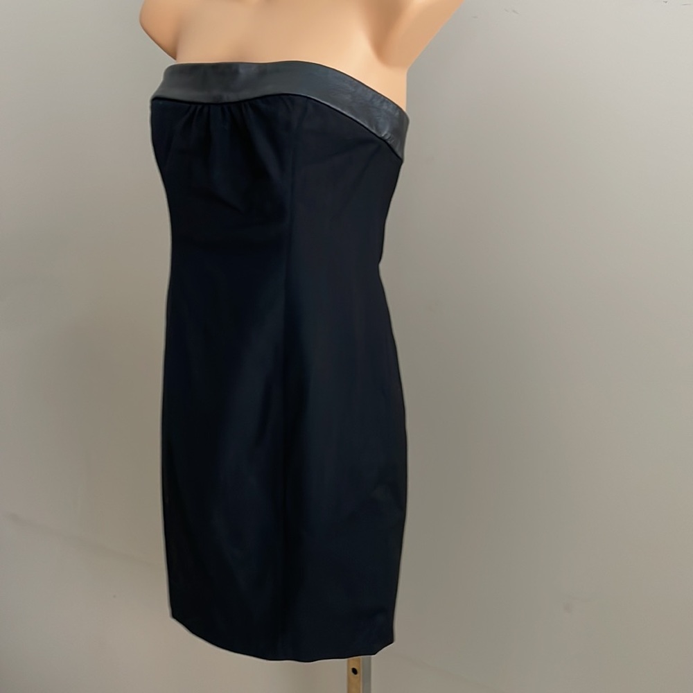 Bebe little black strapless dress with leather top size 0